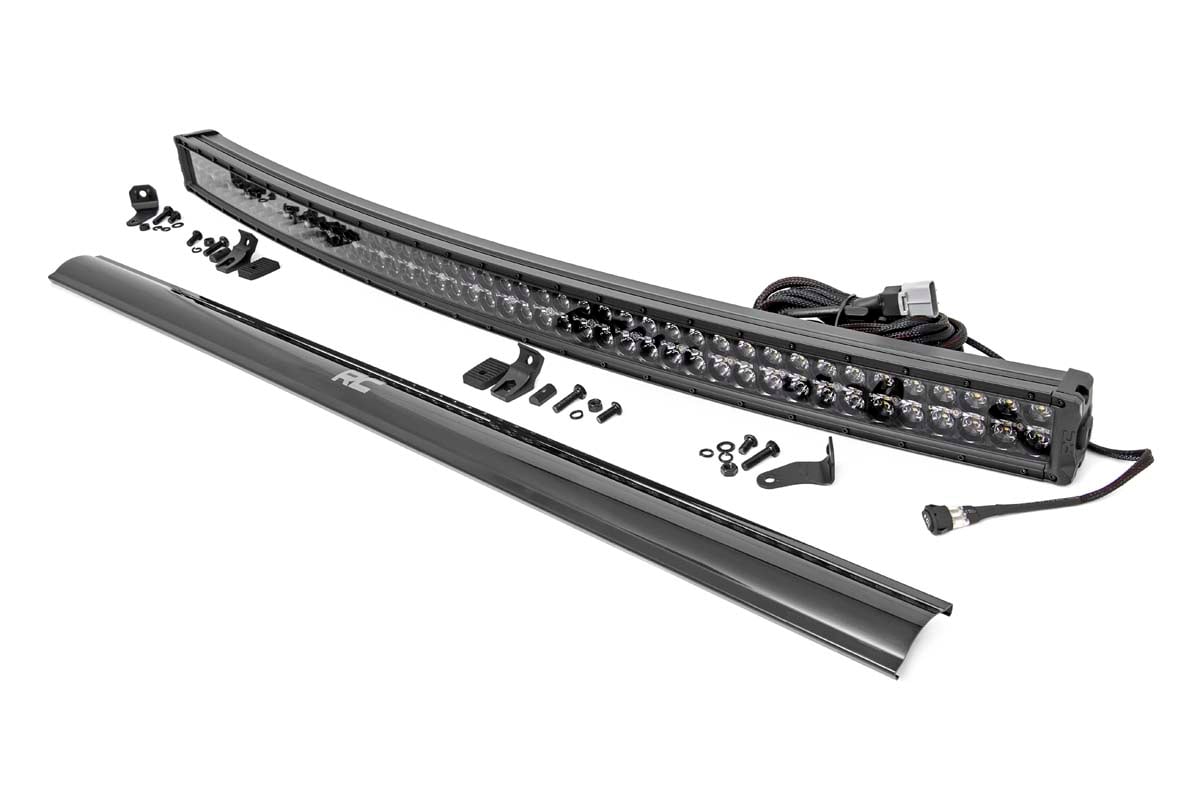 LED Light Bar - Rough Country - Curved, Dual Row, Cool White DRL - Black